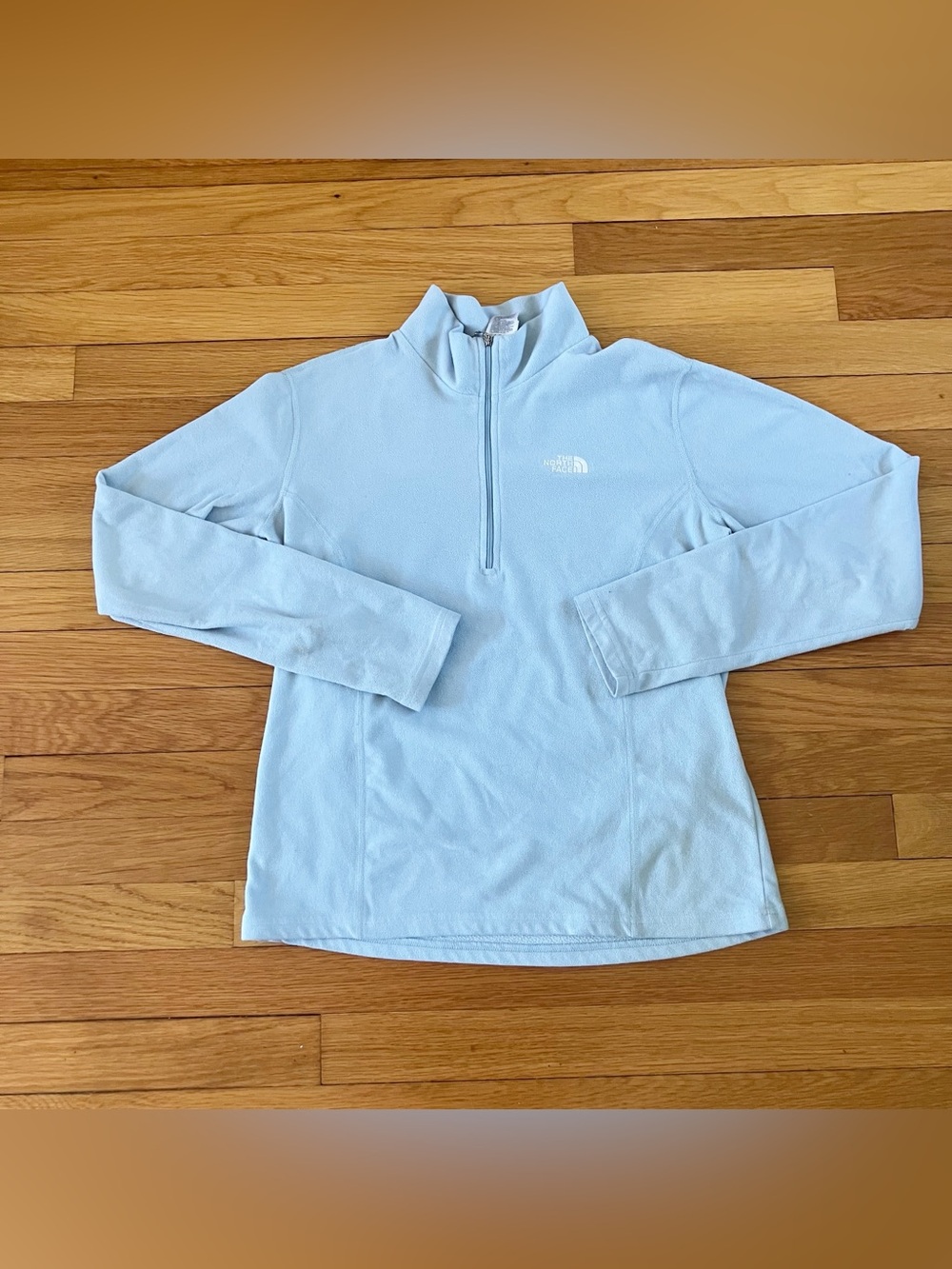 The North Face Light Blue Skiing Winter Fleece 1/4 Quarter Zip Pullover XL 14
